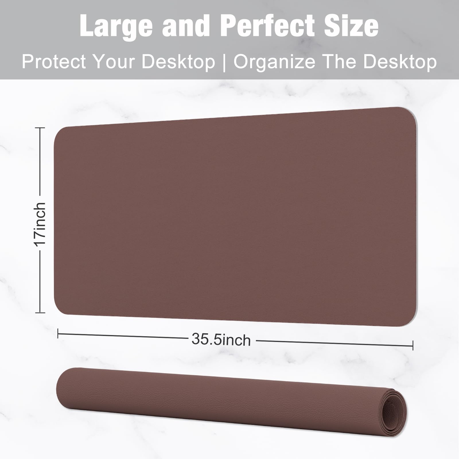 Hsurbtra Desk Pad, 35.5" x 17" PU Leather Desk Mat, XXL Extended Mouse Pad, Waterproof Desktop