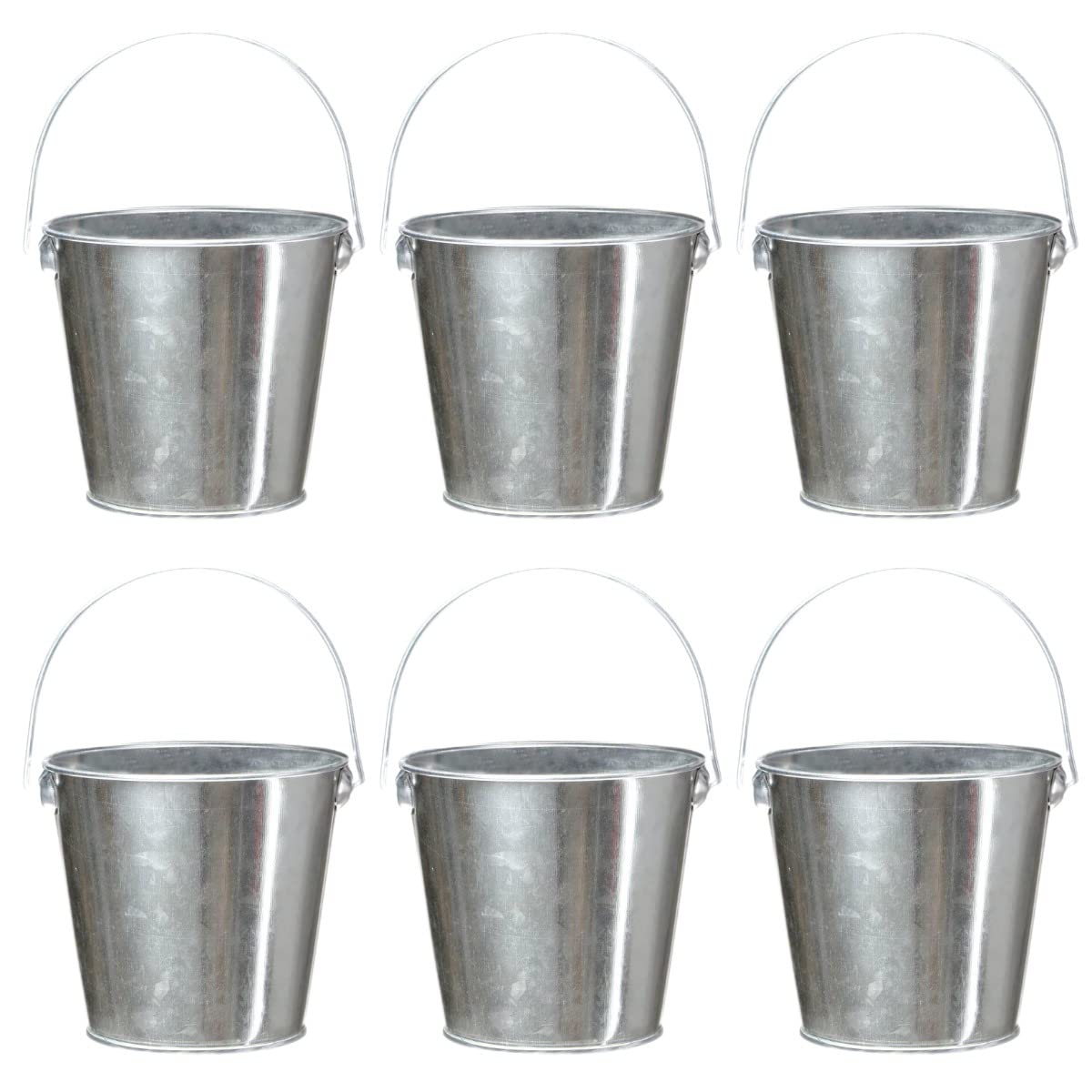 TAKMA Galvanized Tin Metal Buckets with Handle - 6 Pack 4.3 Inch Iron Pail, Easter Bucket,Pencil