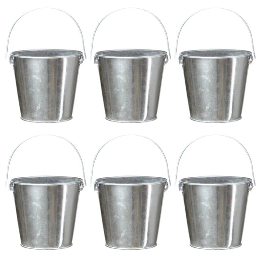 TAKMA Galvanized Tin Metal Buckets with Handle - 6 Pack 4.3 Inch Iron Pail, Easter Bucket,Pencil
