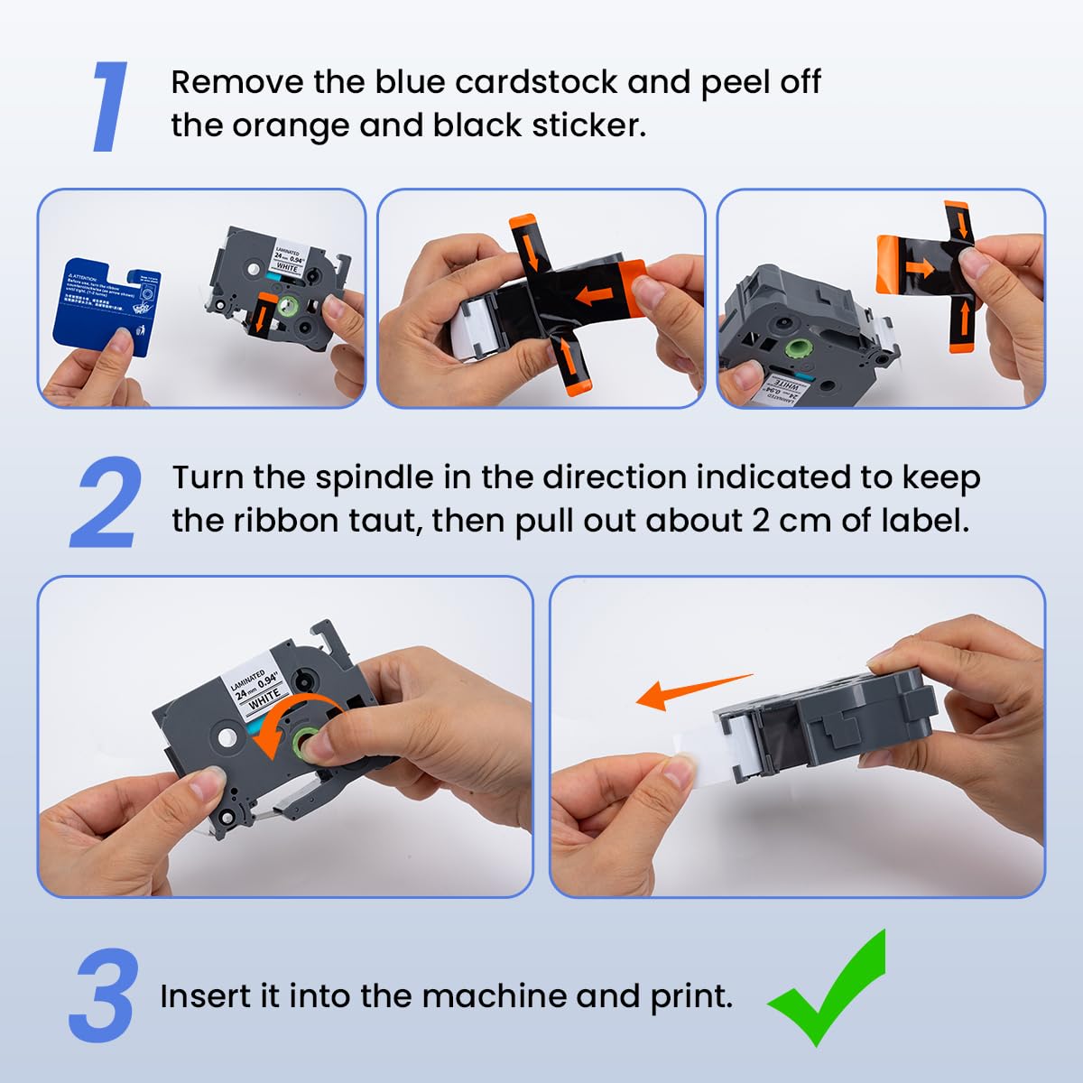Compatible with Brother P-Touch TZe-251 Laminated Label Tape TZ TZE 1" 24mm