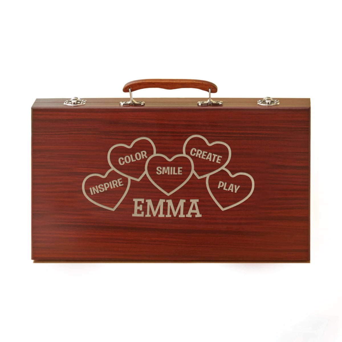 Let's Make Memories Personalized 80-Piece Deluxe Art Set - for Kids - Wood Carrying Case - Oil