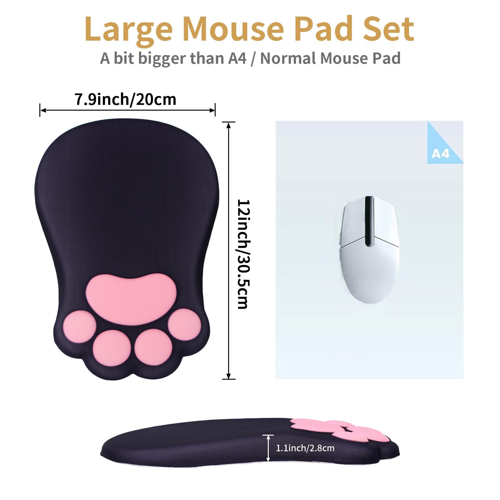 L-SPOUTTO Ergonomic Mouse Pad with Wrist Rest,Black Mouse Pad Wrist Support