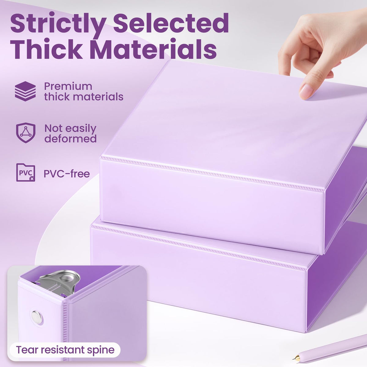 SUNEE 3 Ring Binder 3 Inch 4 Pack, 3" Clear View Binder Three Ring PVC-Free (Fit 8.5x11 Inches) for