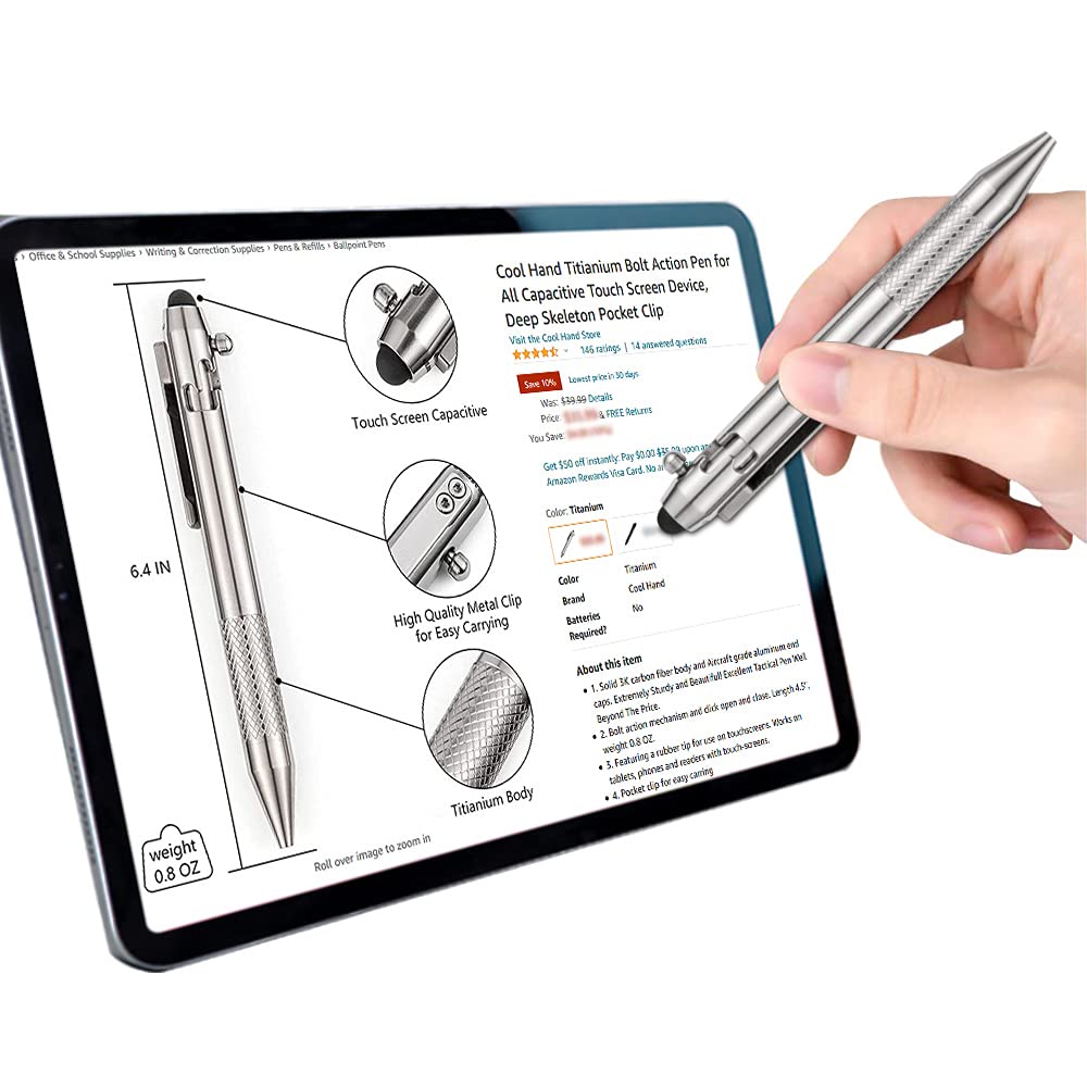 Cool Hand 4.9'' Titanium Bolt Action Pen Stylus for Touch Screen