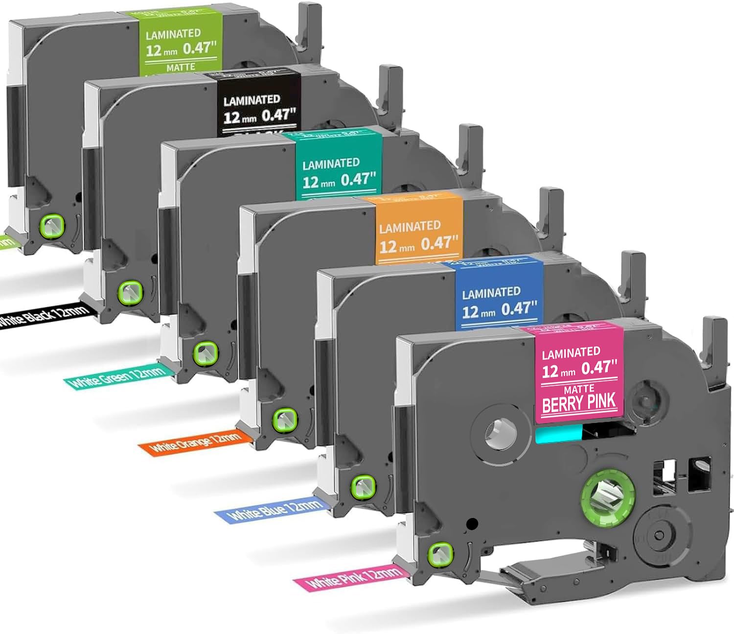 Colorty Replacement for Brother P-Touch Label Maker Tape TZe 12mm
