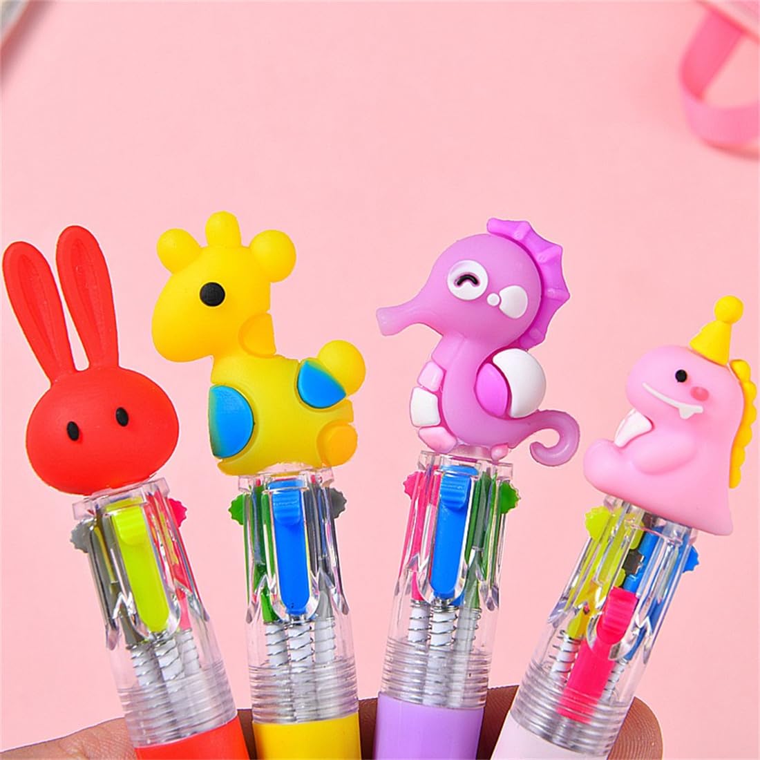 Arthink Mini Multicolor Pens, 4 in1 Kawaii Animal Party Bag Pen, Ballpoint Pens for Birthdays and