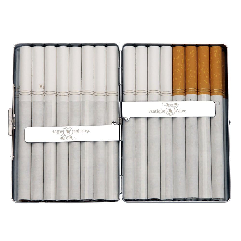 Mother of Pearl Design Extra Long 100S Super Slim King Size 16 Cigarette Engraved Metal Steel RFID