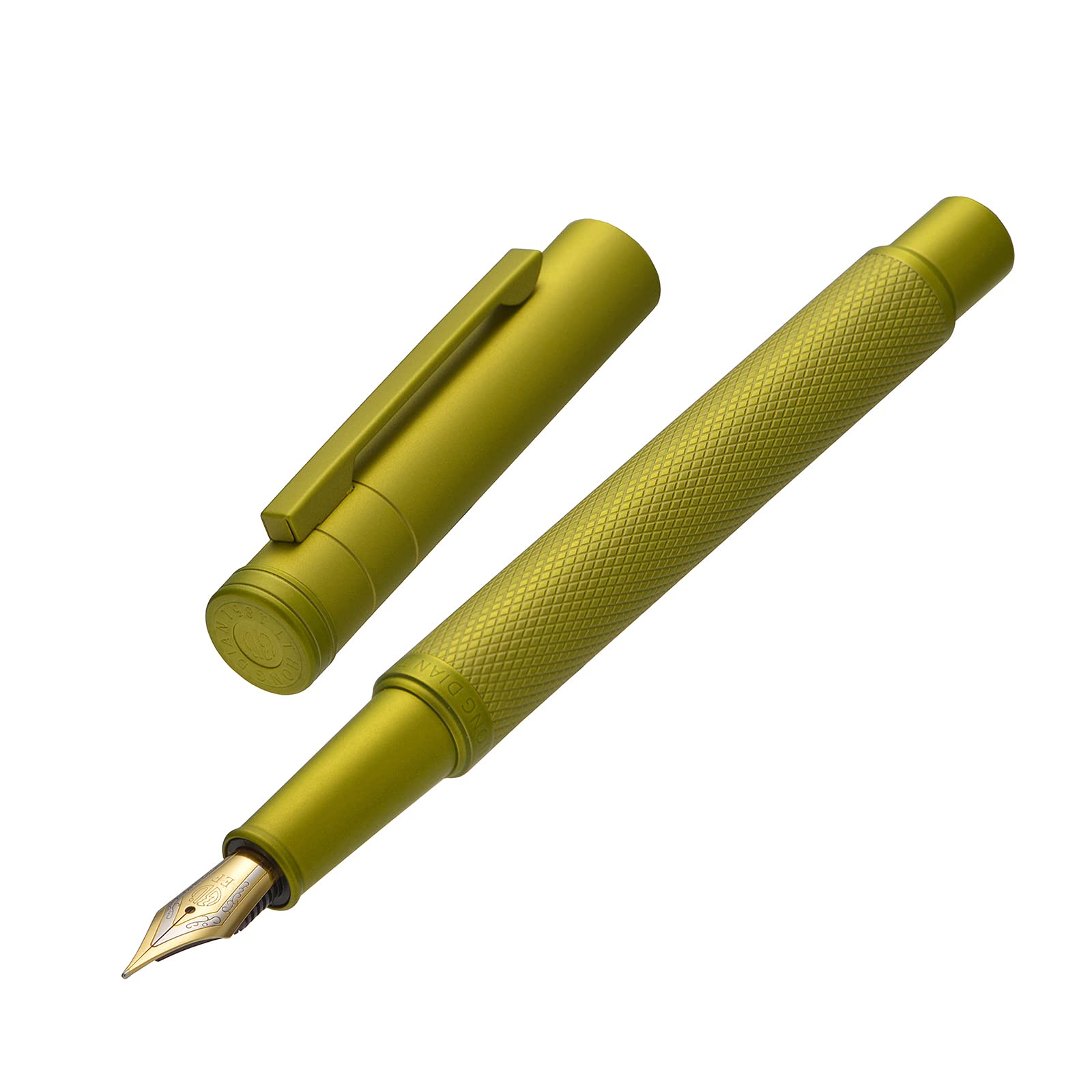 Asvine Mustard Yellow Forest Fountain Pen Fine Nib, Classic Design with Converter and Metal Pen