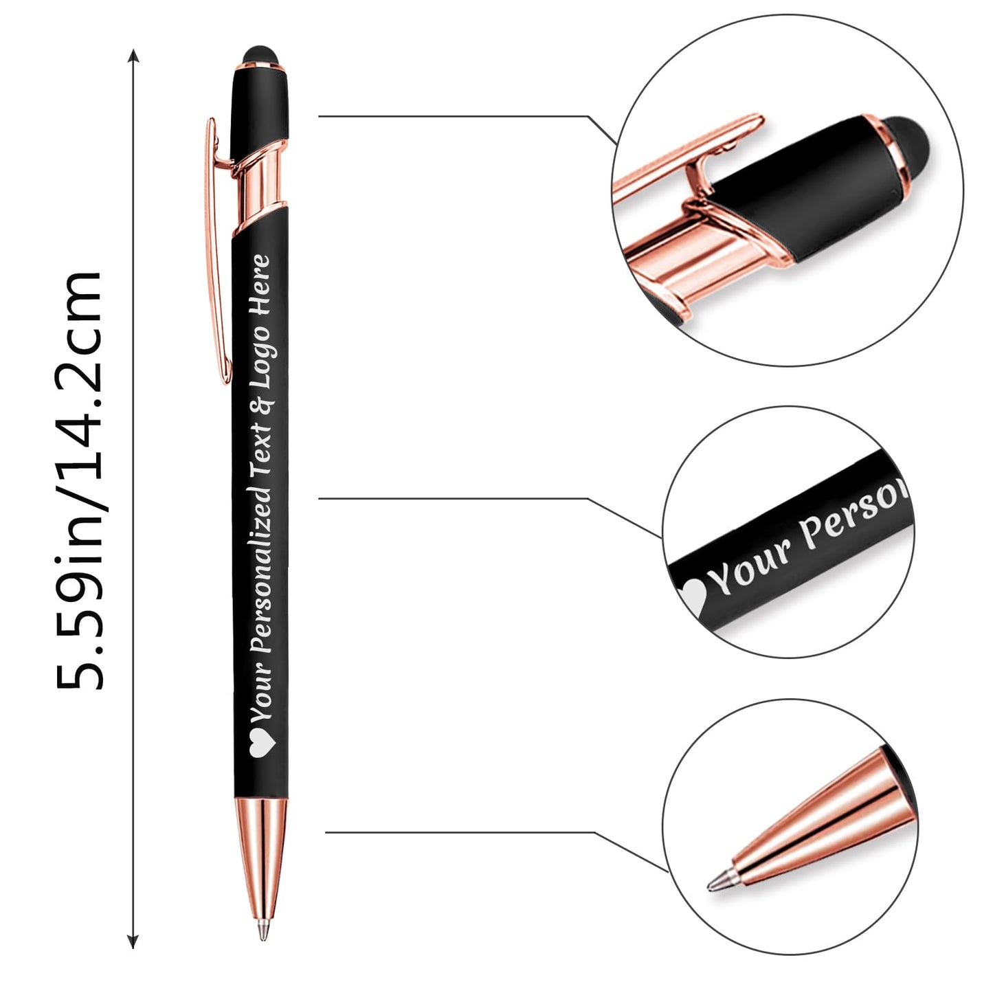 STREADVE Personalized Custom Pens 10 Engraved Writing Pen with Name Logo, Customized Promotional