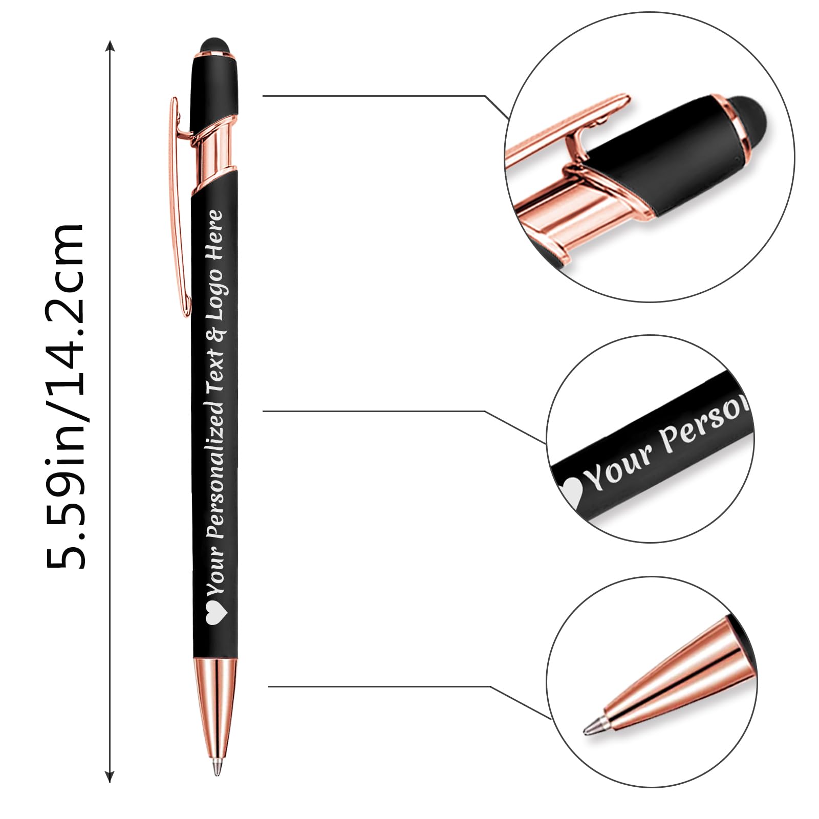 STREADVE Personalized Custom Pens 10 Engraved Writing Pen with Name Logo, Customized Promotional