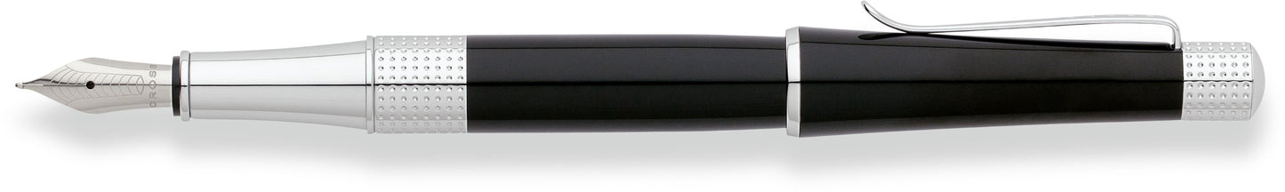 Cross Beverly Refillable Fountain Pen, Medium Nib, Includes Premium Gift Box - Black Lacquer