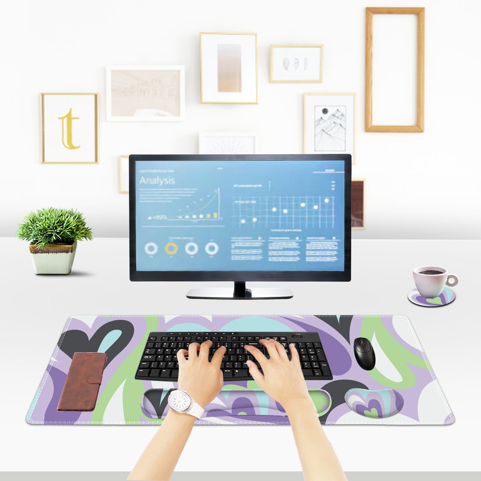 ToLuLu Extended Gaming Mouse Pad, Memory Foam Ergonomic Keyboard Mouse Wrist Rest Support Set