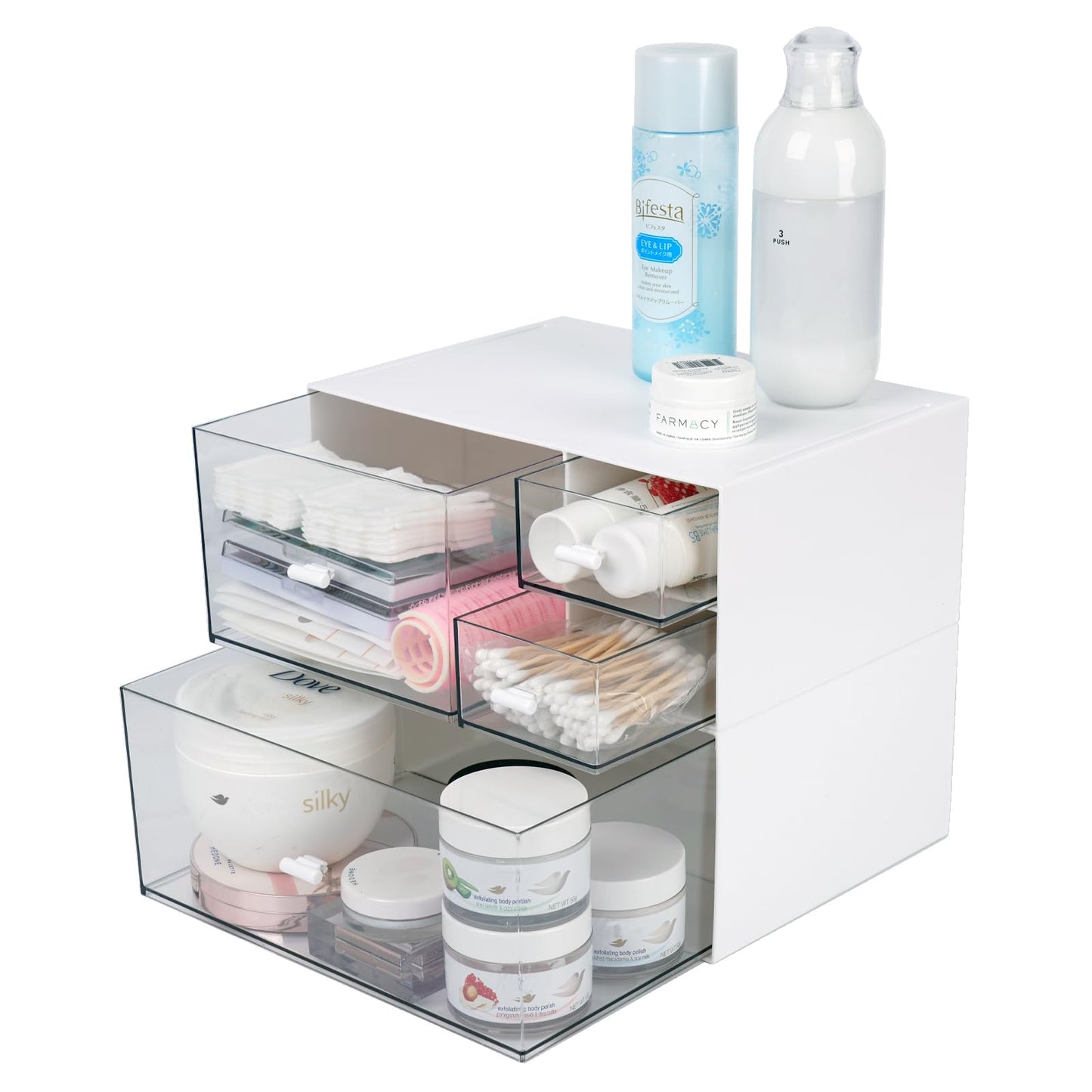OSteed Stackable Storage Drawers, Office Desk Organizer with 4 Mix Drawers