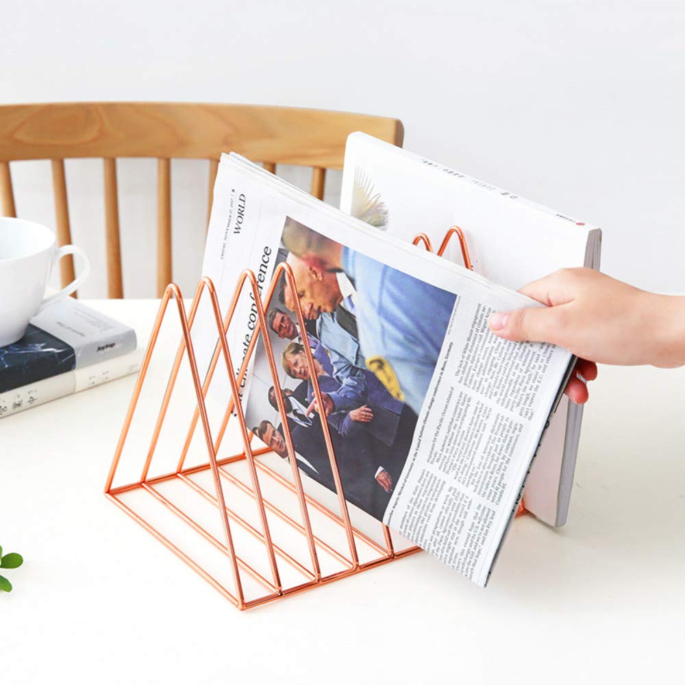 HongDream Magazine Rack Book Record Holder, Desktop Iron Storage Rack Bookshelf Multifunction
