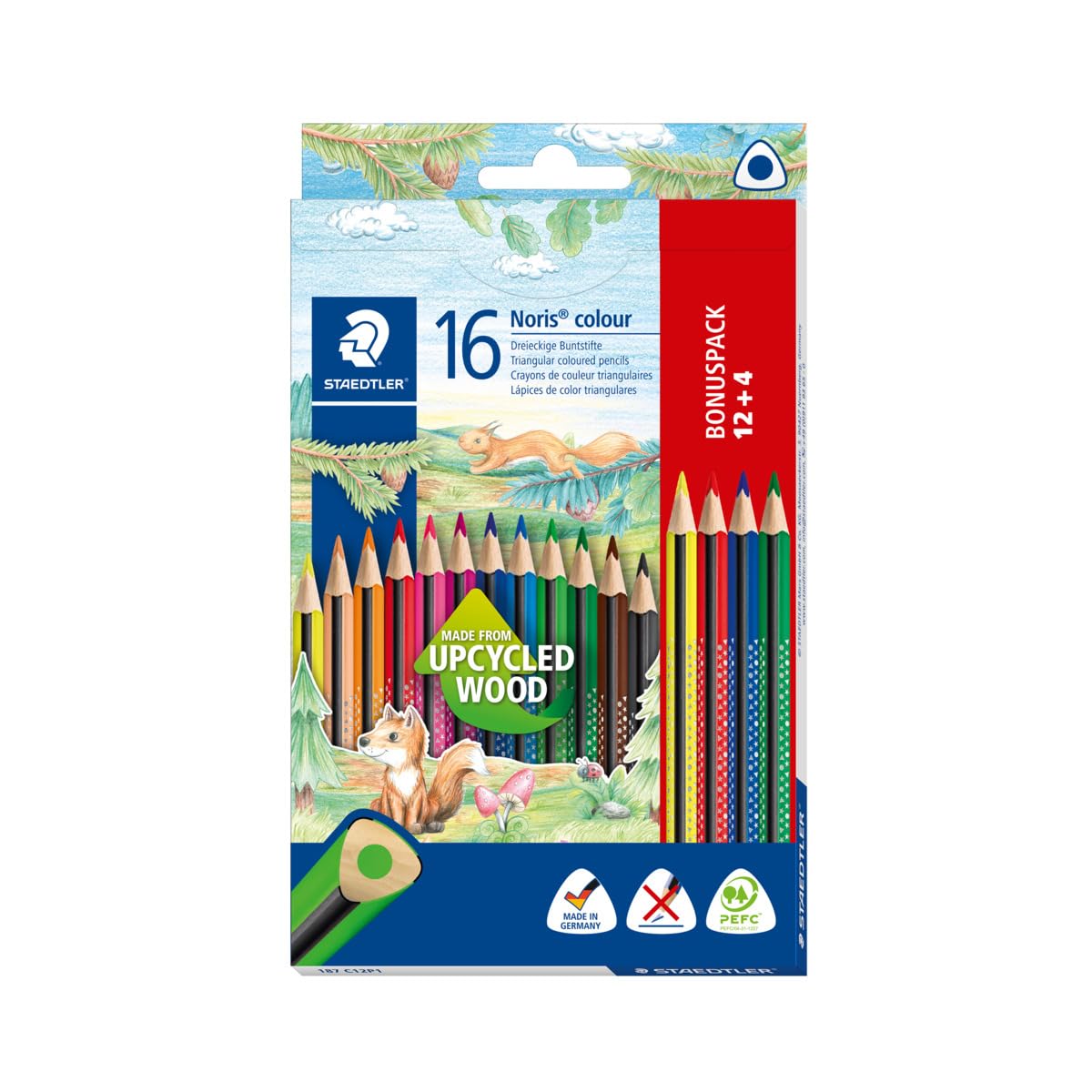 STAEDTLER 187 C12P1 Noris Colour Colouring Pencils (Increased Break-Resistance, Triangular Shape