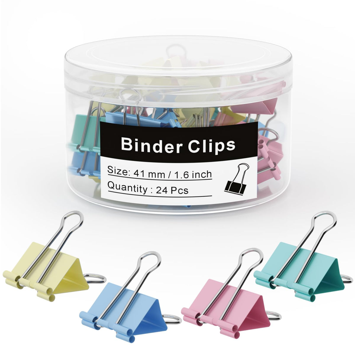 FXJHUDH Binder Clips 24 PCS,1.6 in, Office Supplies, Office Metal Paper Binder Clip, Paper Clamps