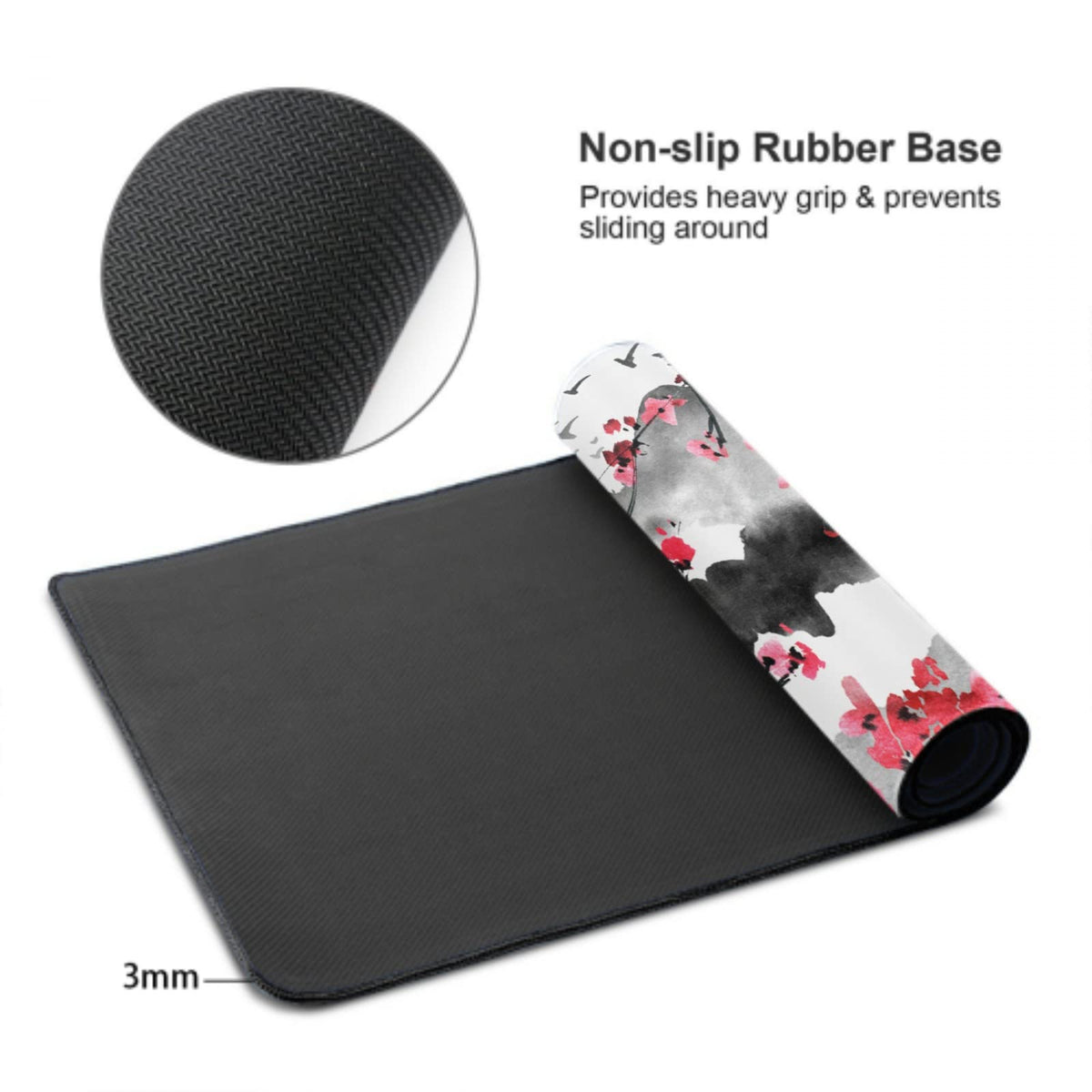 Japanese Cherry Blossom Mouse Pad 35.4 X 15.7 Inch XXL Full Desk Pink Watercolor Art Cool Design
