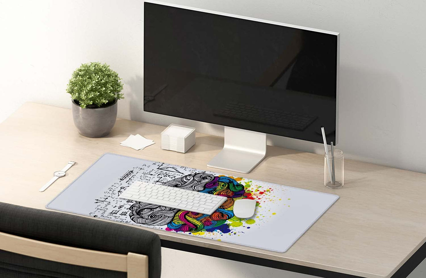 SSOIU Large Mouse Pad, Cute Desk Mat for Desktop, Women Girls Waterproof Gaming Mousepad, Left and