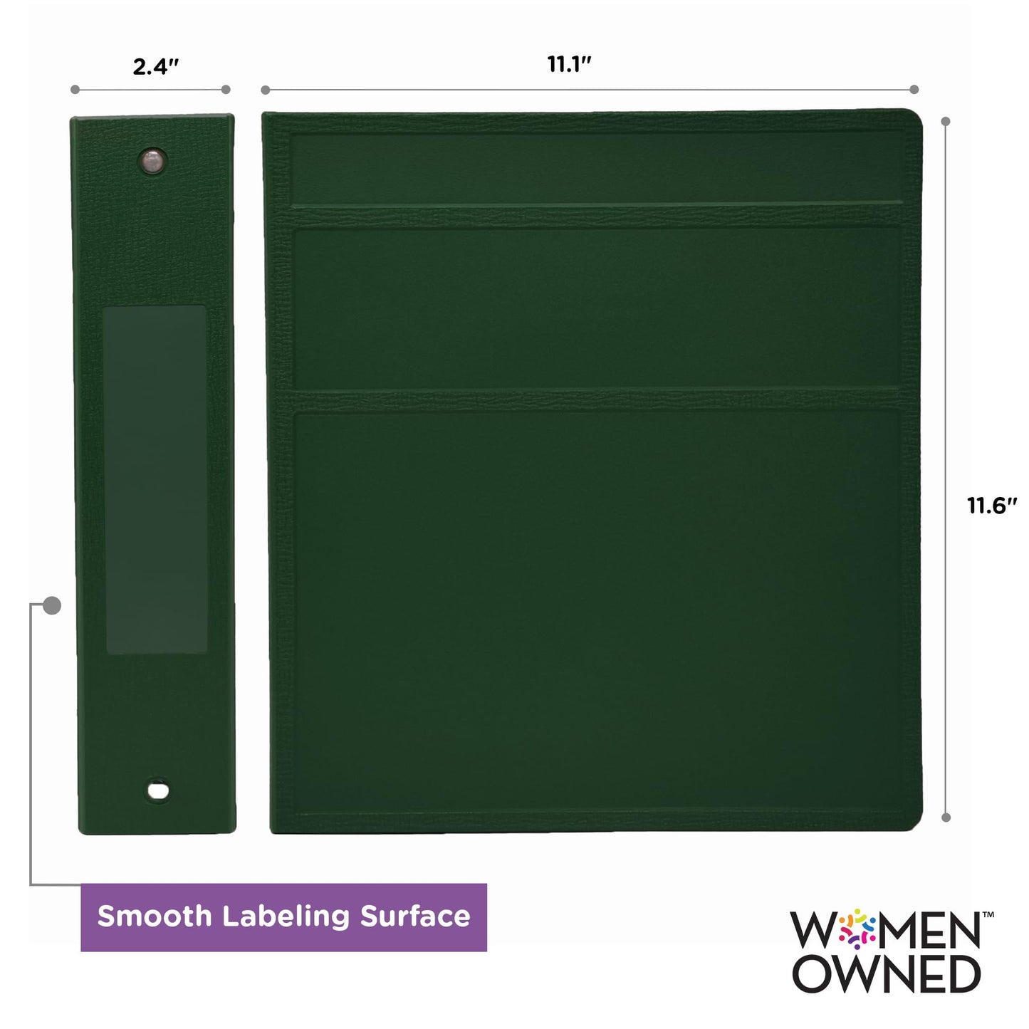 Carstens 2-Inch Heavy Duty 3-Ring Binder - Side Opening, Forest Green, Durable Plastic, Precision