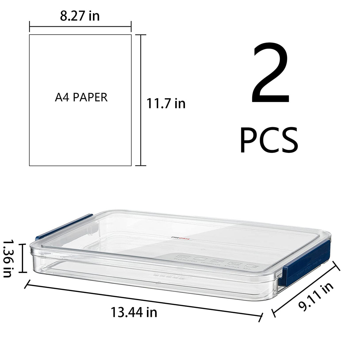 LIPCHEEGO A4 Scrapbook Paper Storage, Photo Storage Box, Plastic File Box (2Pack, Blue)