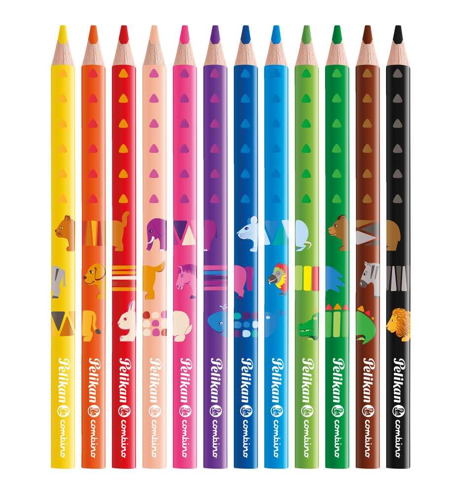 Pelikan 810401 Combino Children’s Learning to Write Pencil, Pink 12 coloured pencils 12 Stifte