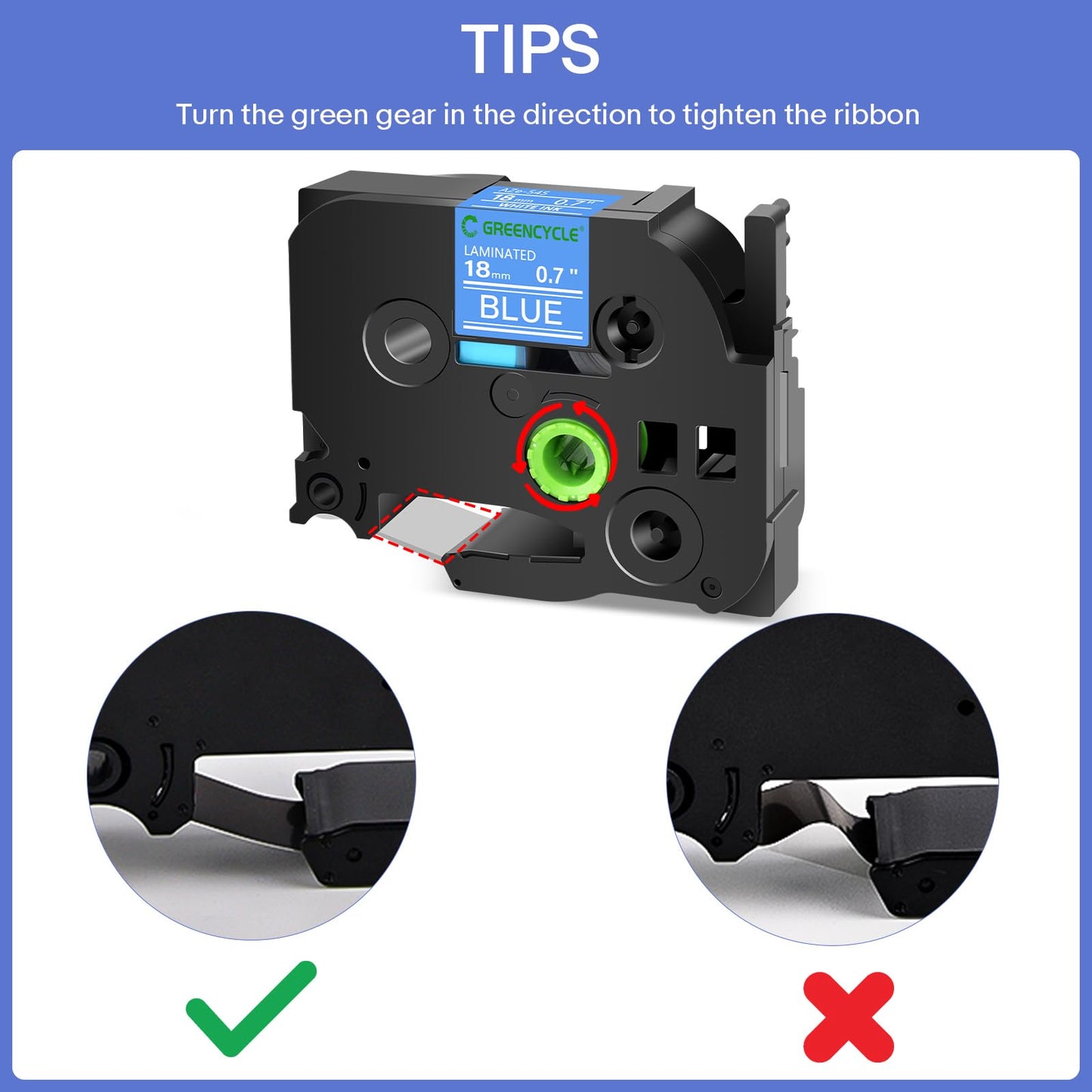 GREENCYCLE Compatible for Brother P-Touch Label Tape TZe-545 18mm 0.7" Laminated Blue TZe545 TZ-545