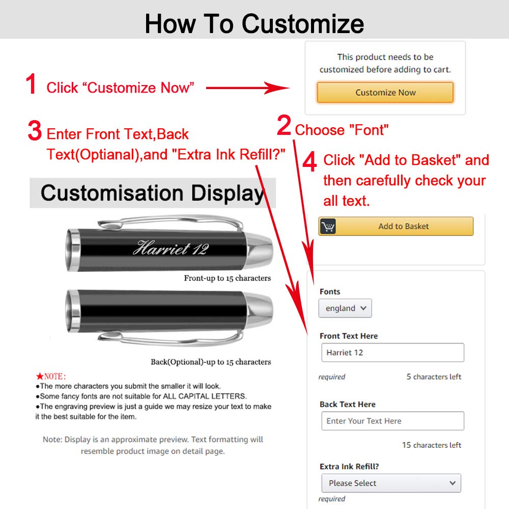 Aolun Personalized Pens,Custom Engraved Ballpoint Pen,Perfect for Birthday,Business,Party with