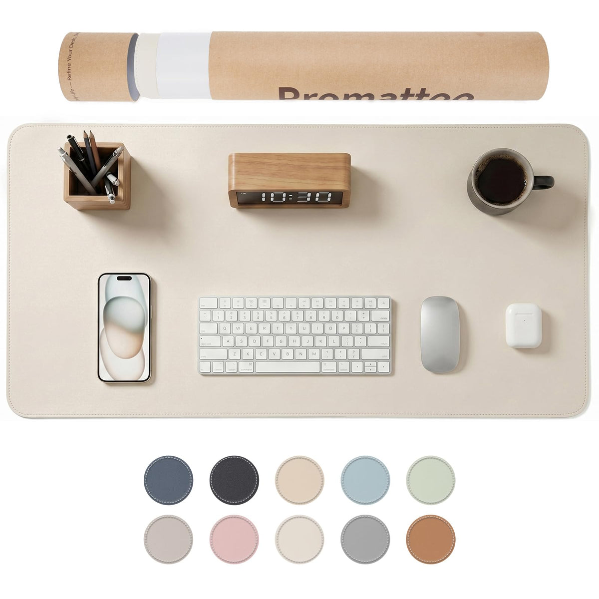 PROMATTOO Large Desk Pad Non-Slip Desk Mat Protector for Keyboard Mouse Waterproof Vegan Leather