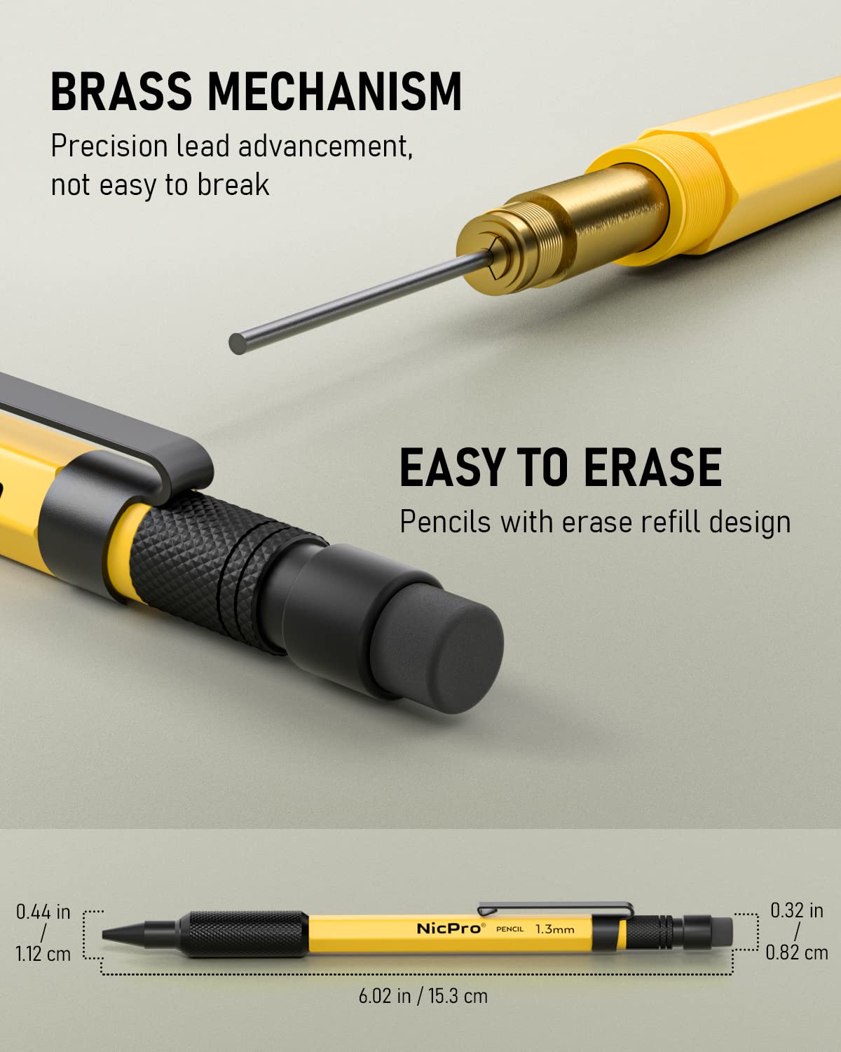 Nicpro 21PCS 1.3 mm Mechanical Pencil Set in Leathercase with 138 Lead