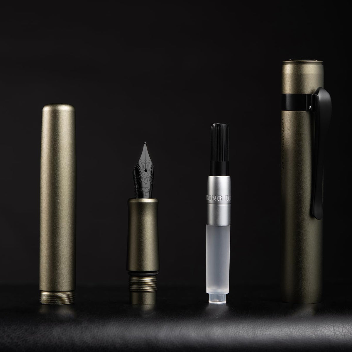 HONG DIAN M2 Black Forest Mini Fountain Pen, Fine Soft Nib & Sleek Shape Aluminium Short Pocket