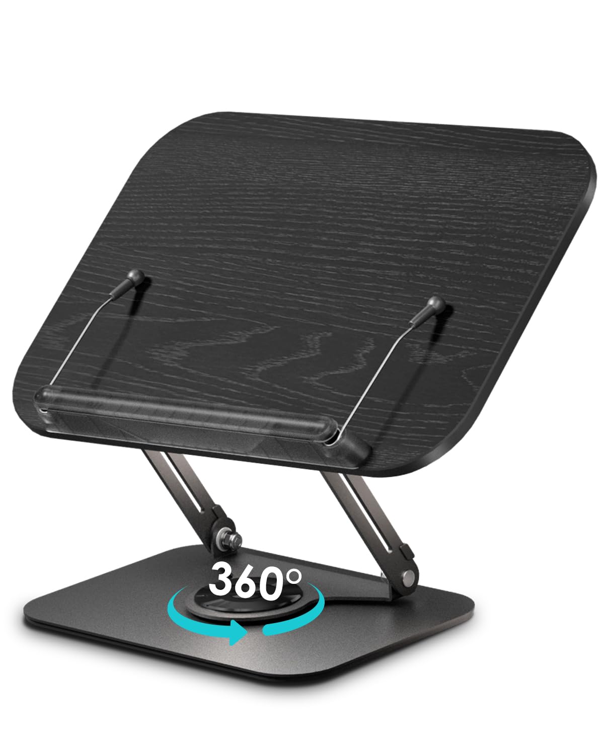 Viozon Book Stand for Reading,Book Holder, Height&Angle Adjustable, 360° Rotating Base, Foldable