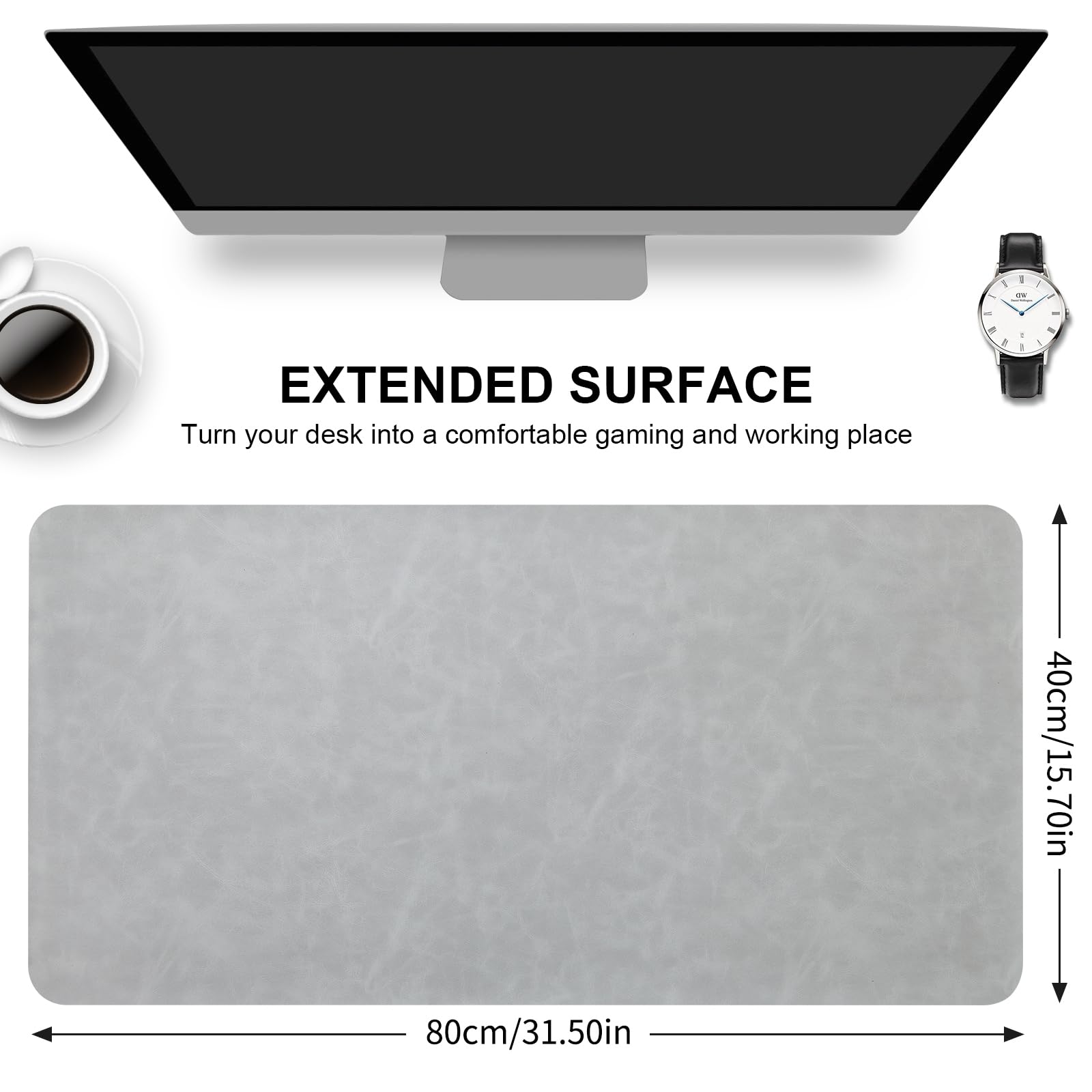 Lllunimon Leather Desk Pad Large Mouse Pad Mat Laptop Desk Protector