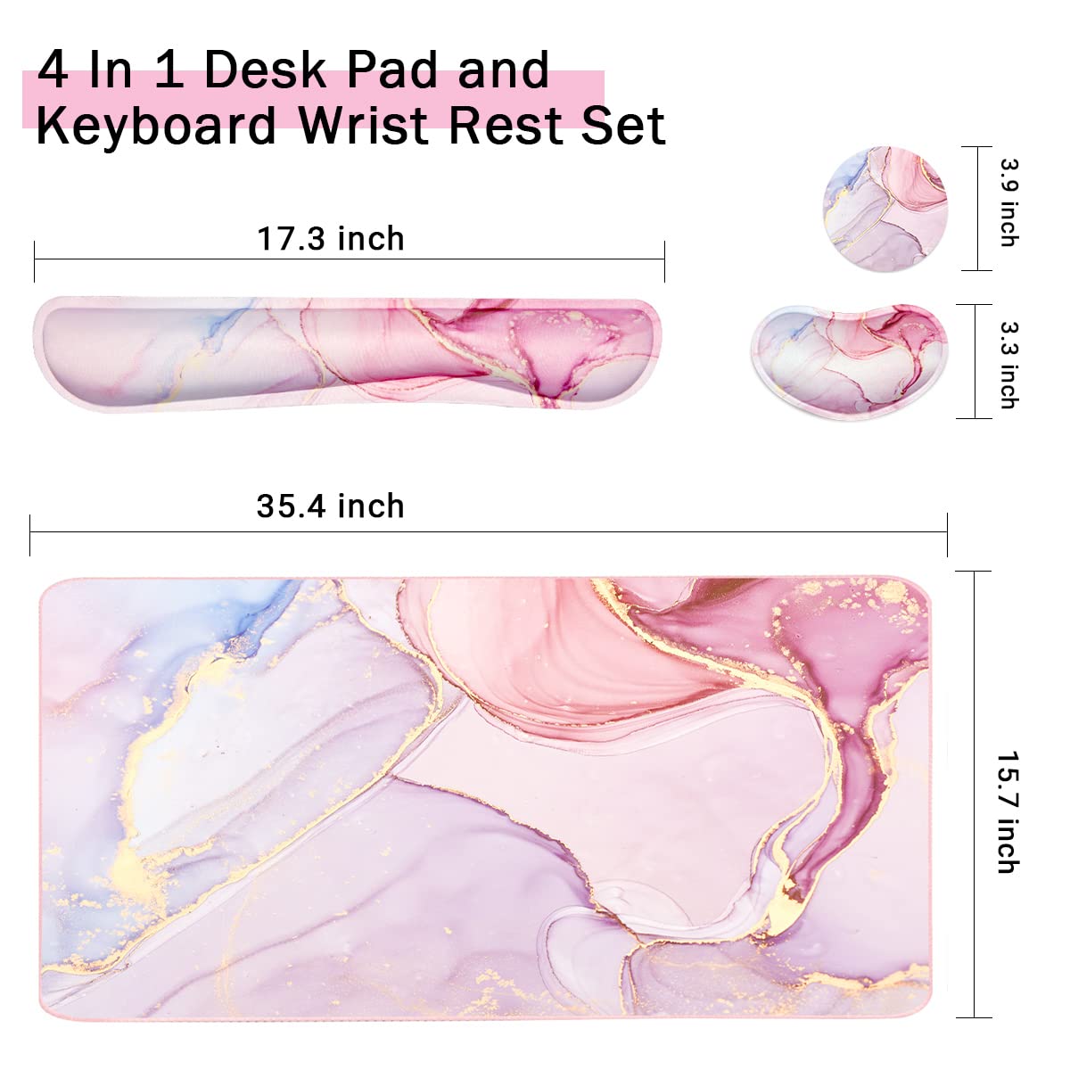 Keyboard Mouse Pad Set, Extended Mouse Pad+Keyboard Wrist Rest Support, Memory Foam Ergonomic Easy