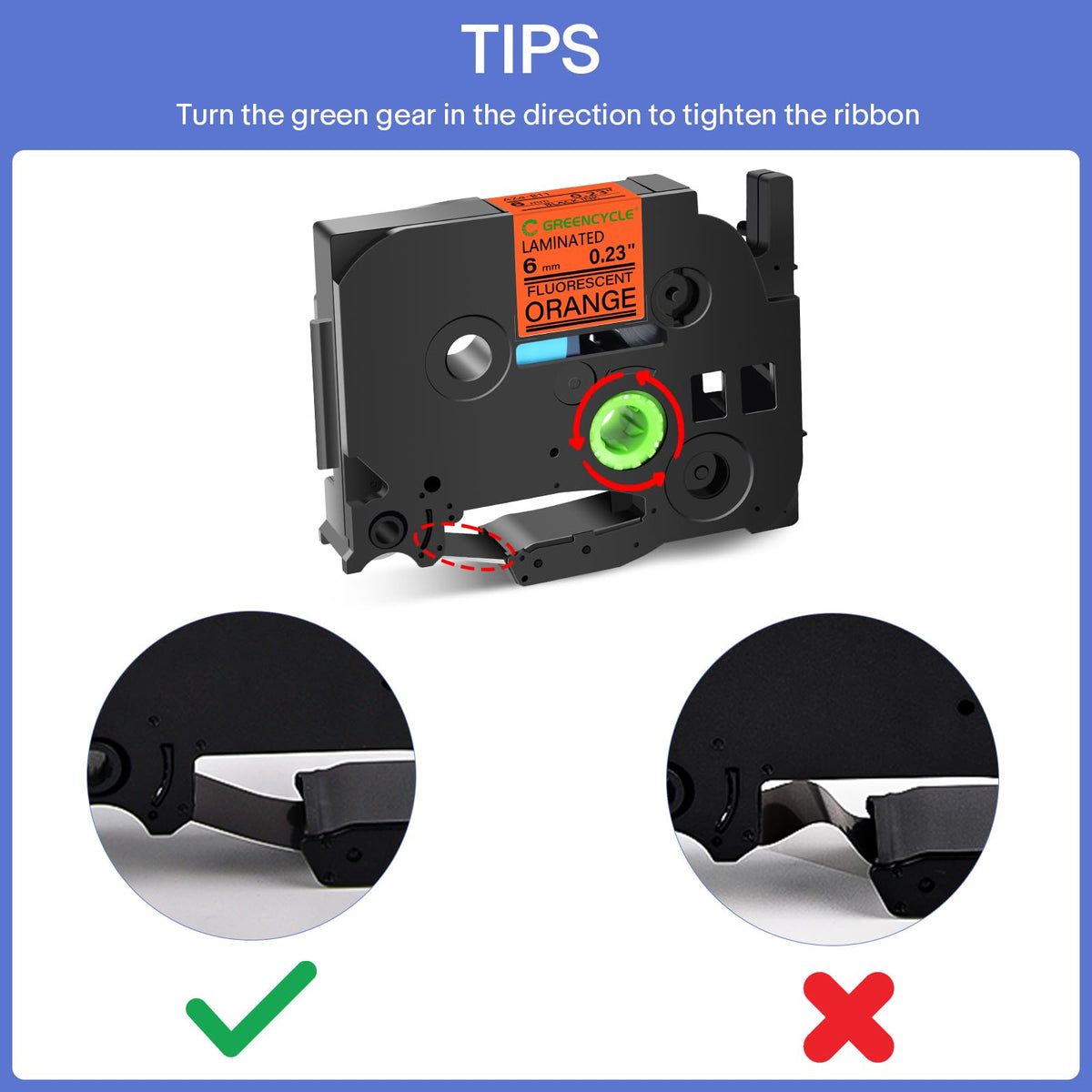 GREENCYCLE Compatible for Brother P-Touch Label Tape TZe-B11 6mm 0.23" Laminated Fluorescent Orange