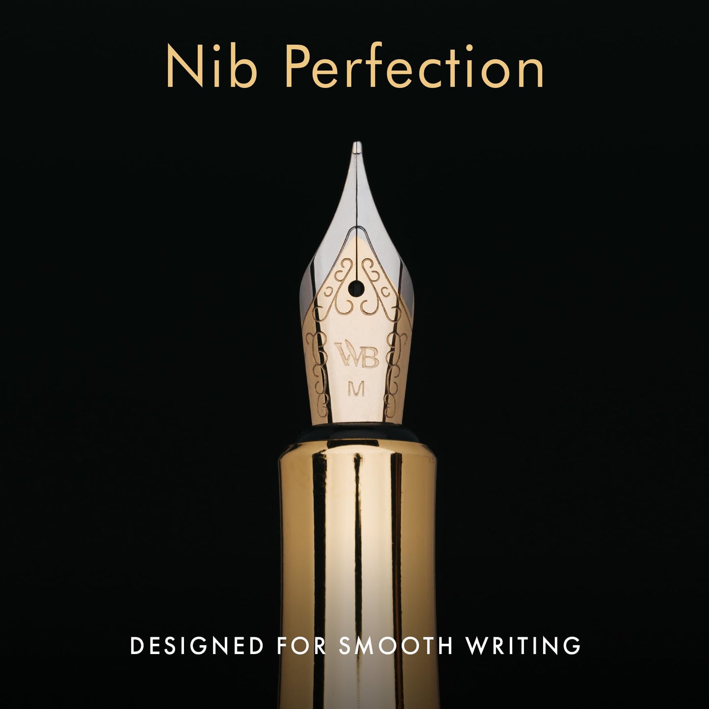 Wordsworth & Black Mini Pocket Fountain Pen for Writing, Medium Nib, Gold