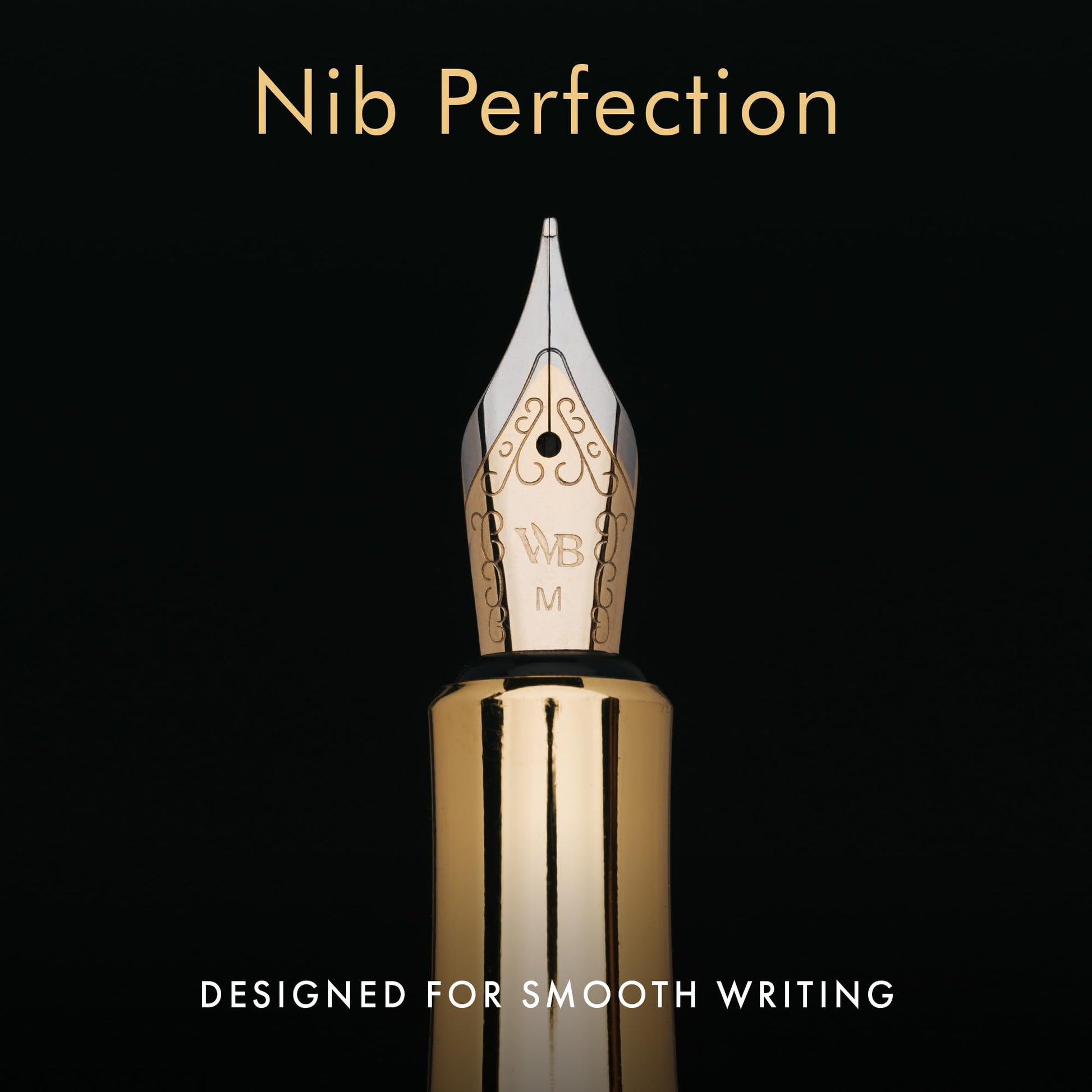 Wordsworth & Black Mini Pocket Fountain Pen for Writing, Medium Nib, Gold