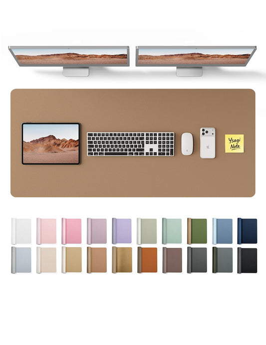 YSAGi Leather Desk Protector, Office Mat, Large Mouse Mat, Non-Slip PU Leather Blotter, Laptop Desk