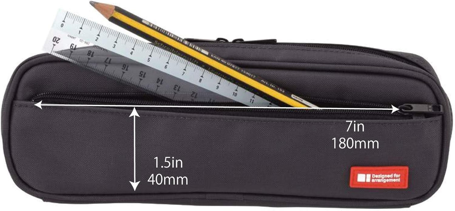 LIHIT LAB Large Capacity Zipper Long Pencil Case For School Office College, Big Capacity Pencil Bag