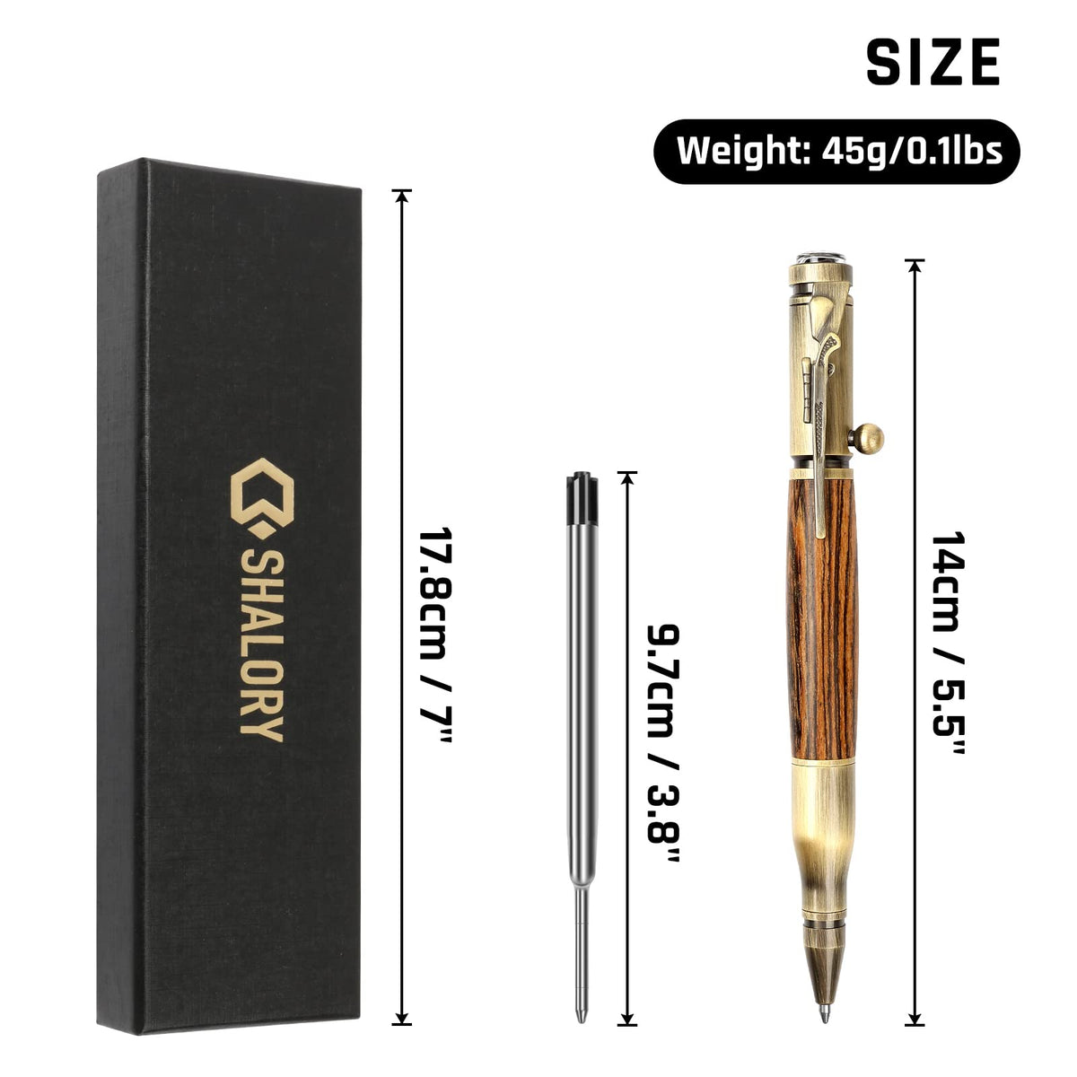 SHALORY Bolt Action Pen Ballpoint Pen with Compass &Rifle Clip & Extra Refills & Office Decor Gift