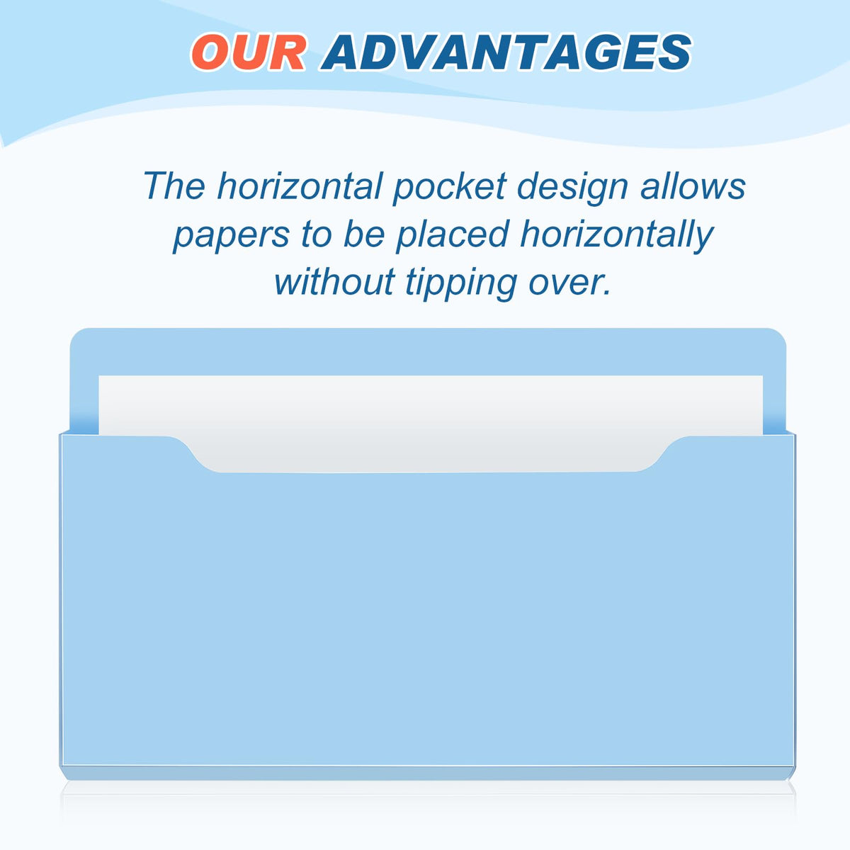 Fuutreo Magnetic Wall File Holder,6pcs,Ocean Color,Horizontal-large