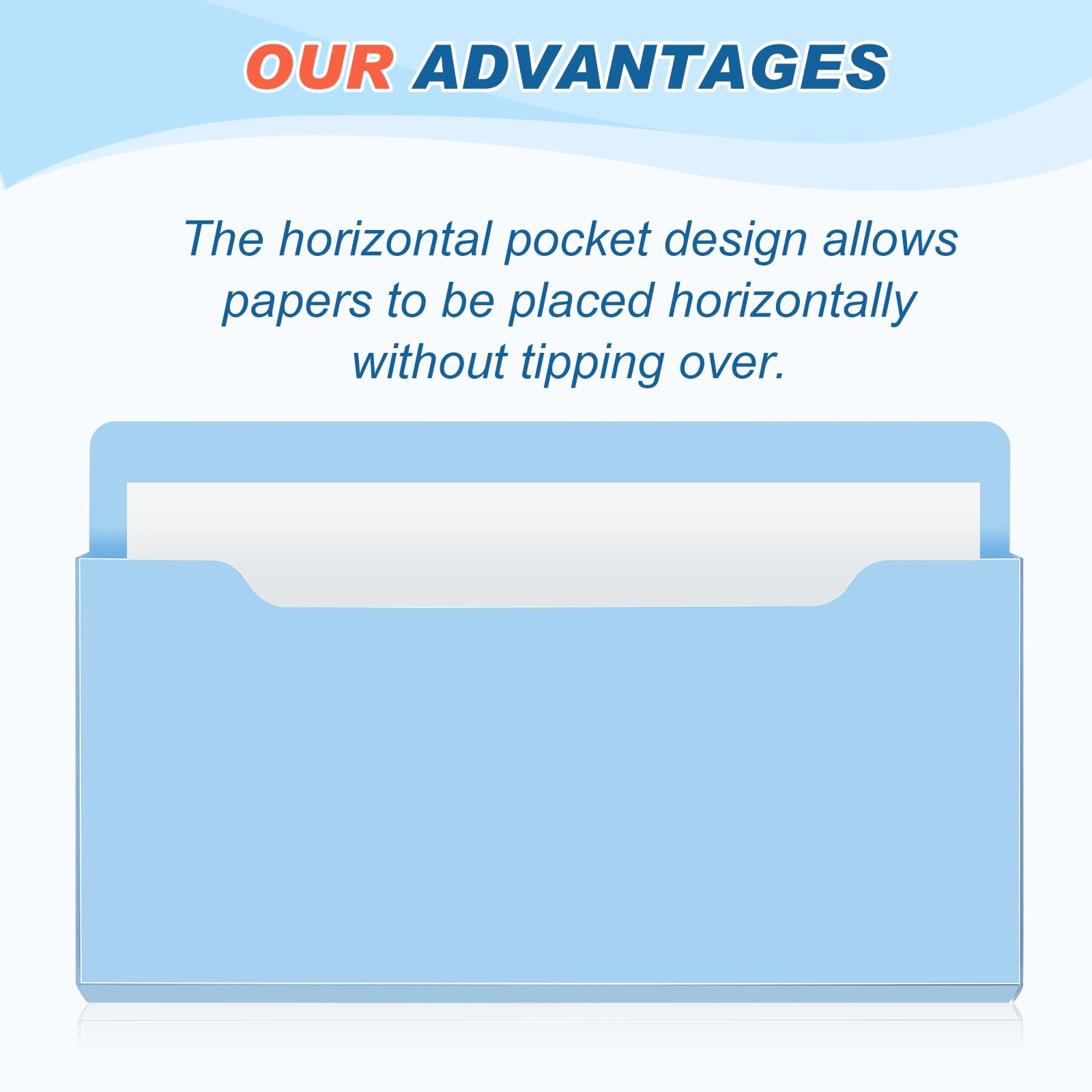 Fuutreo Magnetic Wall File Holder,6pcs,Ocean Color,Horizontal-large