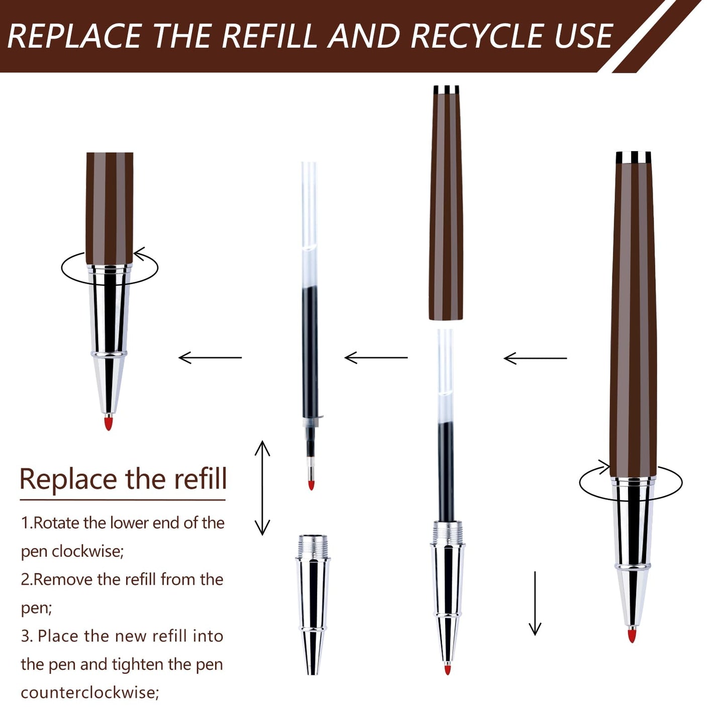 YONCOUX 6-pcs Luxury Metal Fine Point Ballpoint Pen, Personalized Vintage Colored Pen Holders, Best