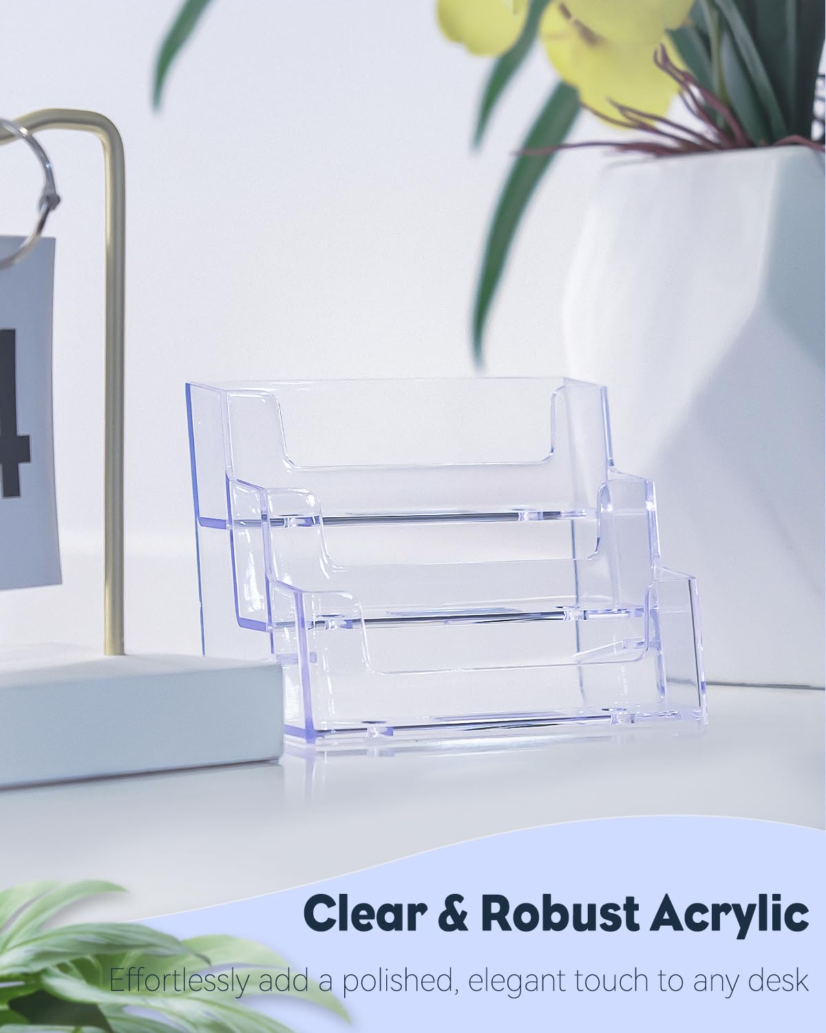 Uniclife 4 Pack Acrylic Business Card Holder for Desk, 180 Card Capacity