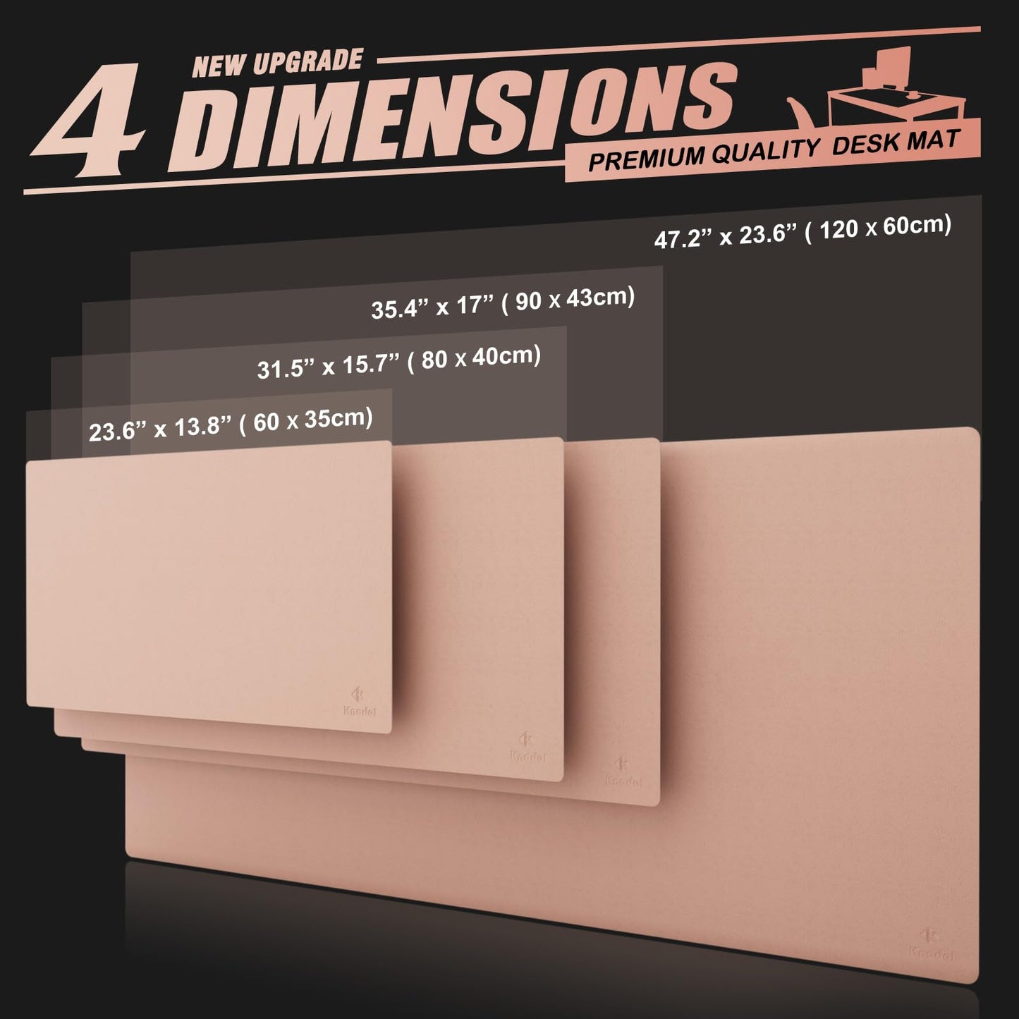 K KNODEL Extra Large Desk Mat, Leather Mouse Pad (47.2"x23.6", Pink)