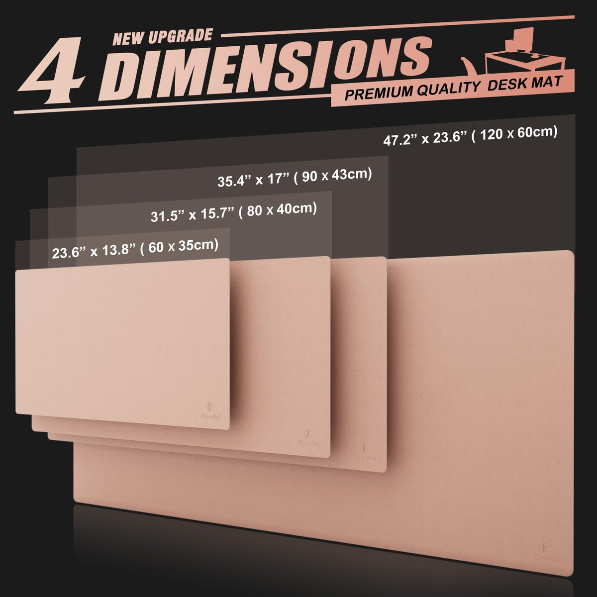 K KNODEL Extra Large Desk Mat, Leather Mouse Pad (35.4"x17", Pink)