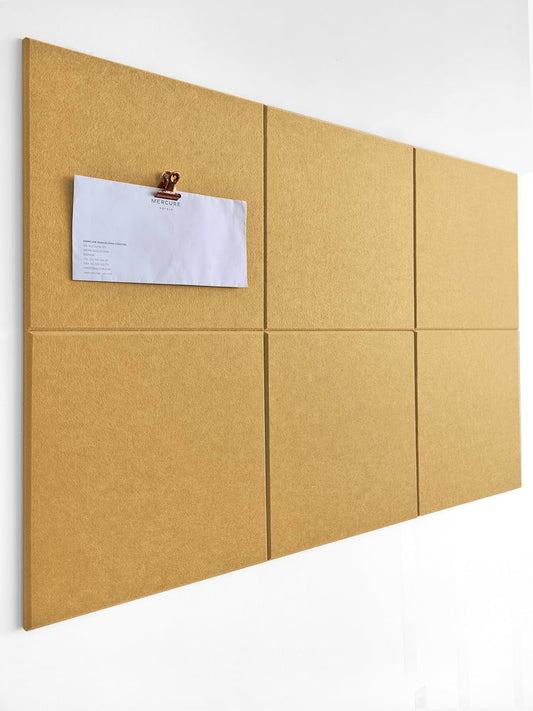 Cork Board 24 x36 Alternative - 6 Pack Felt Wall Tiles with Safe Removable Adhesive Tabs, Cork