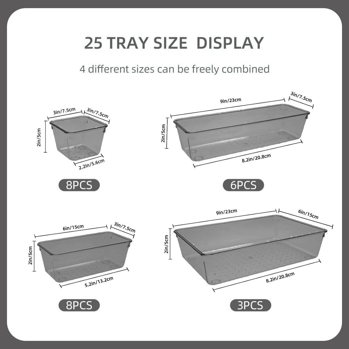 Trotianingyu Kitchen Desk Drawer Organizers Storage for Office, Small Acrylic Vanity Trays Makeup