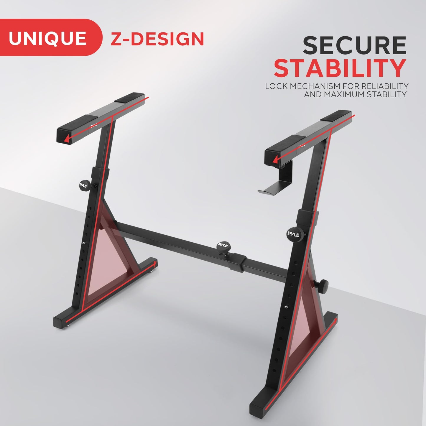 Heavy Duty Folding Keyboard Stand - Sturdy Reinforced Z Design W/ Adjustable Width & Height, Foam