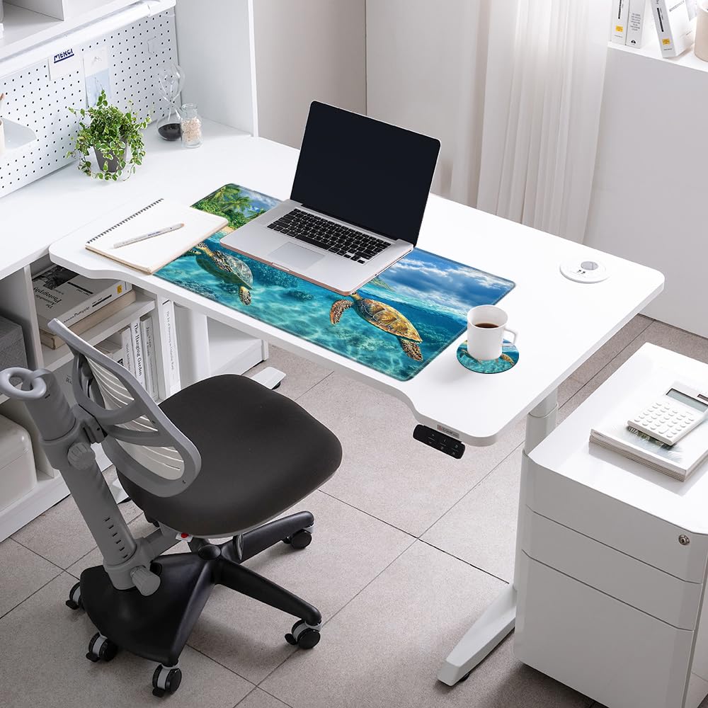 Gaming Mouse Pad Large Mousepad Sea Turtle Desk Mat XXL Big Desk Pad 31.5x15.75 Rubber Base