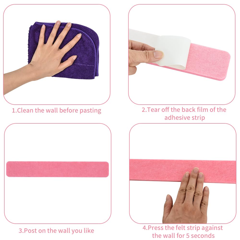Vuzvuv 8Pcs Cork Bulletin Board Strips for Wall Office-Pink